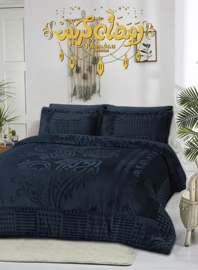 Master Home Textile Velvet Comforter Sets, 5 Pcs Queen Size, Fits 160 x 200 cm Queen Size Bed, With Removable Filling, Soft, Warm